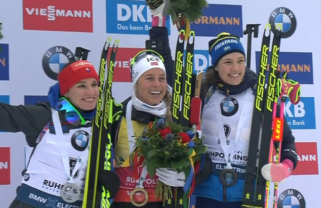 Норвежка Экхофф выиграла гонку преследования в Рупольдинге; Вита Семеренко - восьмая