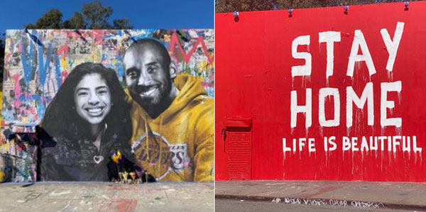 Граффити с Брайантом и его дочерью закрасили из-за призыва оставаться дома