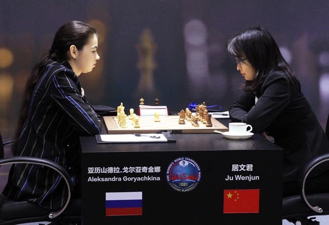 Вэньцзюнь и Горячкина сыграли вничью в третьей партии в матче за шахматную корону